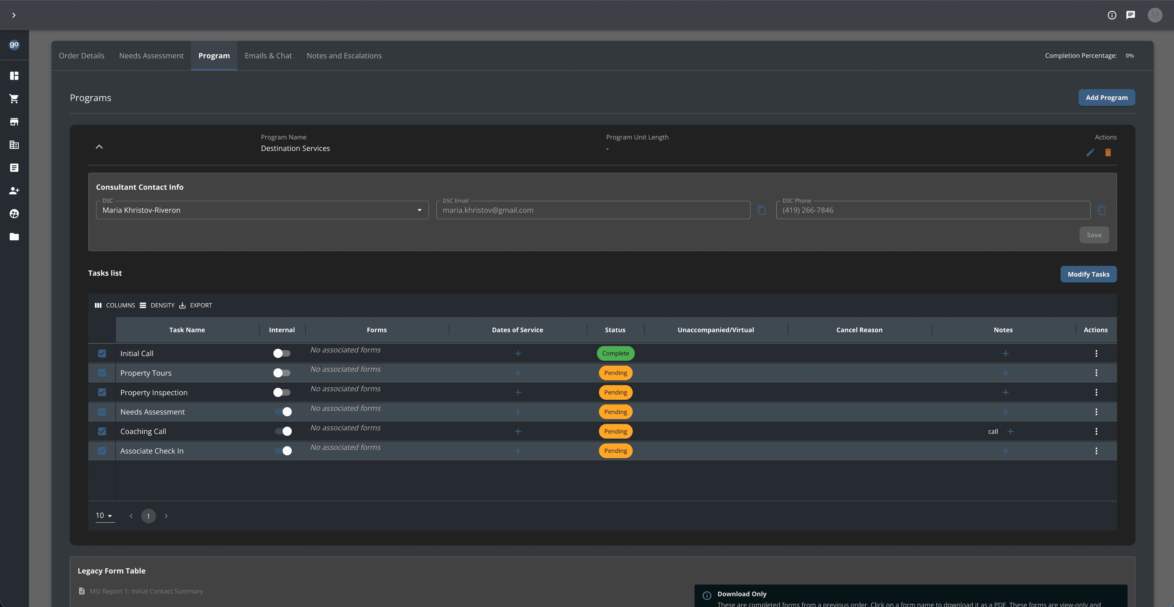 NorthStar CRM screenshot - NorthStar CRM is a CRM system used by one of the leading and trusted destination services in the USA to manage their clients and orders.