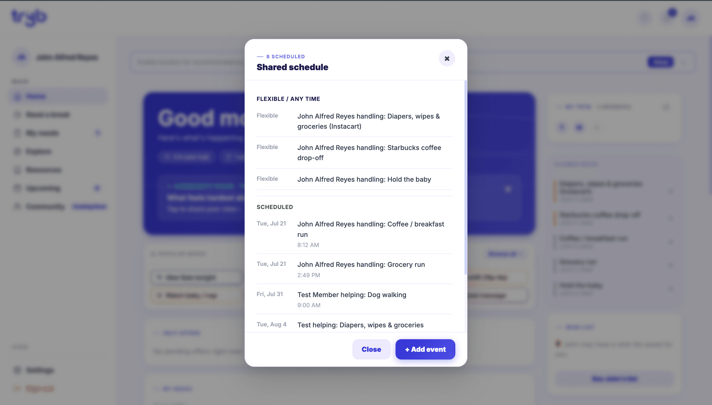 Tryb screenshot - Tryb is a parenting app that helps parents track their child's development and milestones, and provides resources and support for parents.